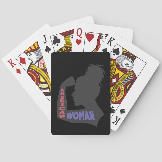 American Woman dark gray Poker Cards (Back)