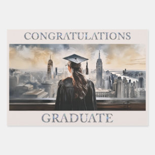 American Woman Graduate Congratulations Wrapping Paper Sheets