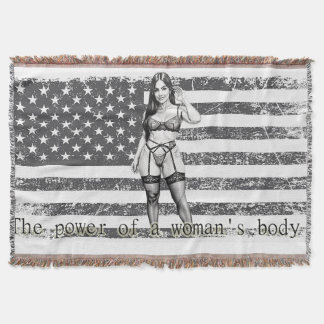 American woman throw blanket