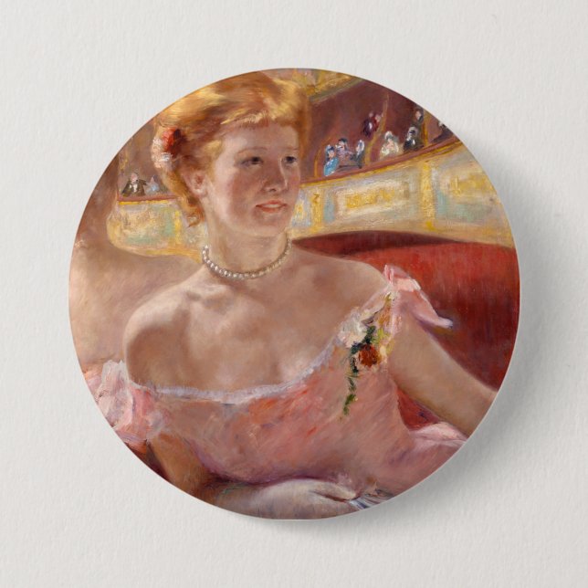 American Woman with a Pearl Necklace & Pink Dress Button (Front)