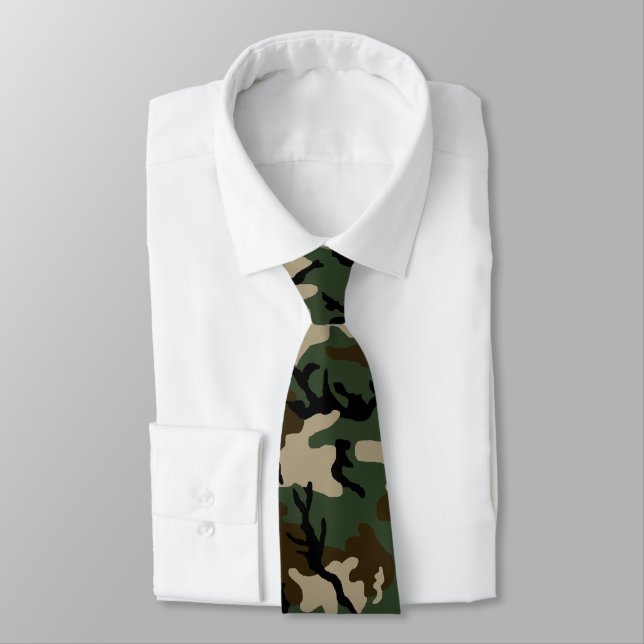 American Woodland Camo Neck Tie (Tied)