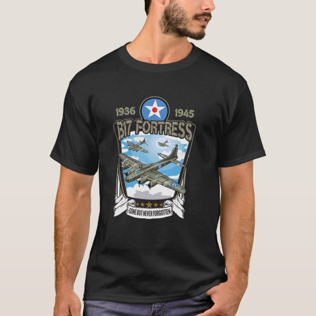 American WW2 Aircraft B-17 Flying Fortress Bomber T-Shirt (Front)