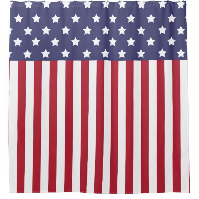 Americana American Flag Country Farmhouse Rustic Shower Curtain (Front)