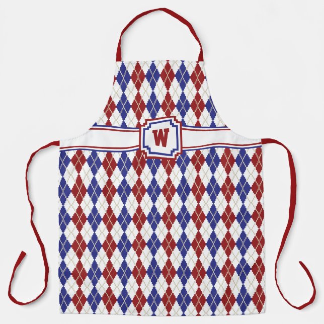 Americana Argyle All-Over Print Apron (Front)