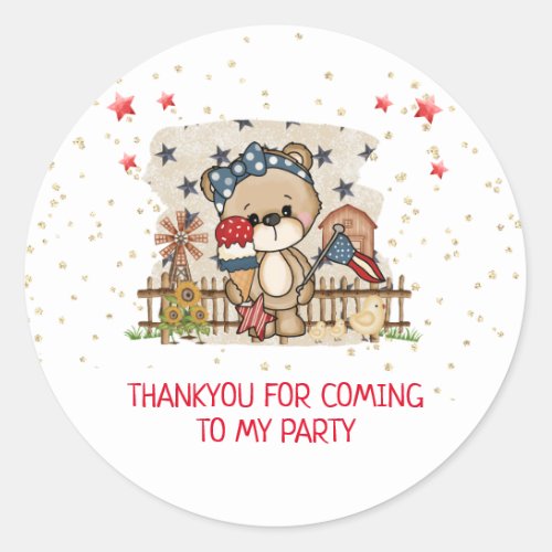 Americana Birthday Party Thankyou Sticker