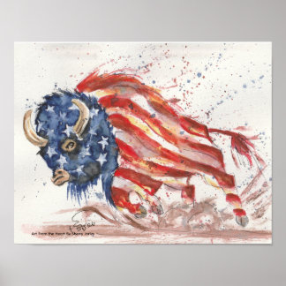 Americana Bison Print by Sherry
