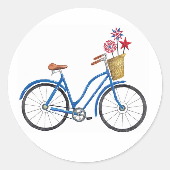 Americana Blue Bike Classic Round Sticker (Front)