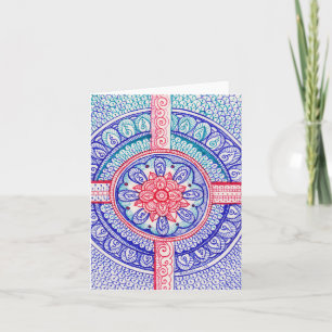 Americana Colors Damask Indian Mandala Thank You Card