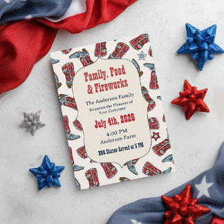Americana Cowboy Boots Fourth of July Invitation