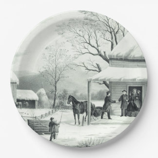 Americana Currier Ives Holidays Family Paper Plate