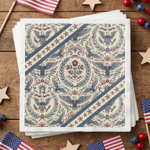 Americana Eagles Stars & Stripes Diagonal ID1298 Paper Dinner Napkins