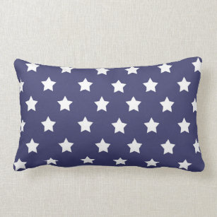 Americana Farmhouse Blue Stars Patriotic Lumbar Pillow