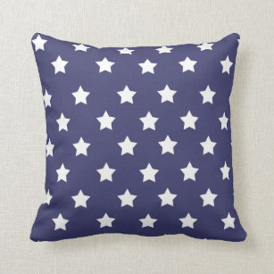 Americana Farmhouse Blue Stars Patriotic Throw Pillow