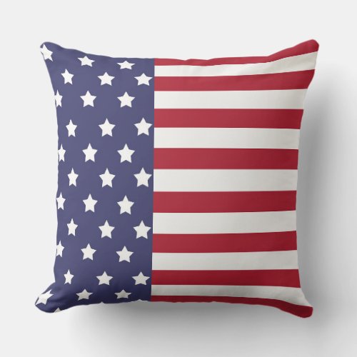 Americana Farmhouse Red White Blue Patriotic Throw Pillow
