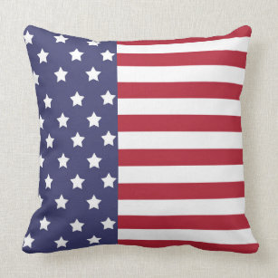 Americana Farmhouse Red White Blue Patriotic Throw Pillow