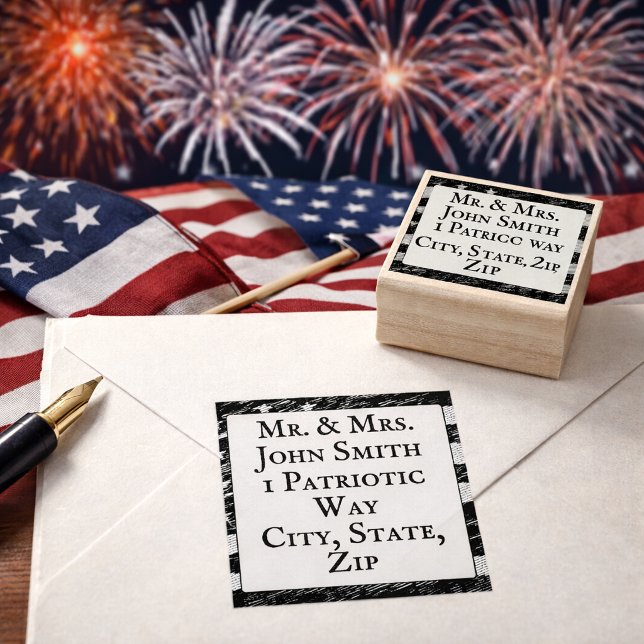Americana Flag rustic return address Rubber Stamp (Creator Uploaded)