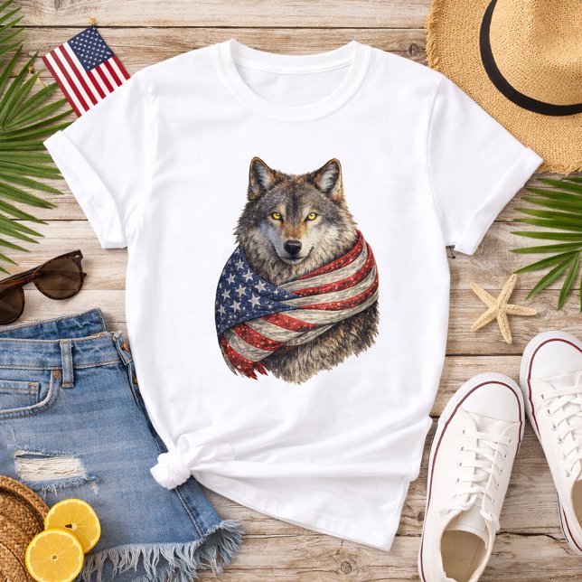 Americana Flag Wolf T-Shirt (Creator Uploaded)