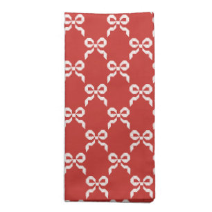 Americana Folk Art Crayon Bow White on Red Quilt Cloth Napkin