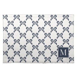 Americana Folk Art Navy Bow Quilt Pattern Cloth Placemat