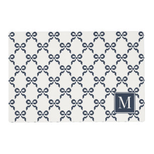 Americana Folk Art Navy Bow Quilt Pattern Placemat