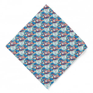 AMERICANA FOLK ART PATRIOTIC MAN IN THE MOON BANDANA