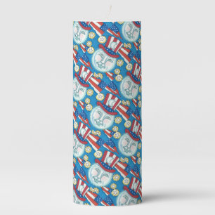 AMERICANA FOLK ART PATRIOTIC MAN IN THE MOON PILLAR CANDLE