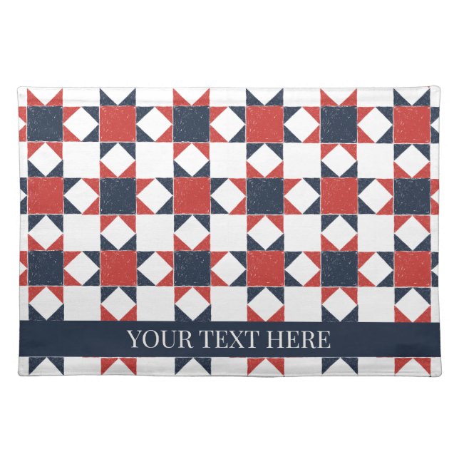 Americana Folk Art Star Quilt Pattern Cloth Placemat (Front)