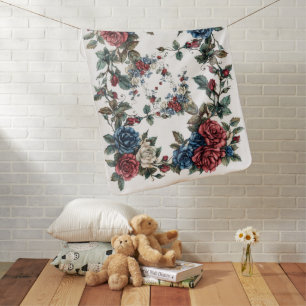 Americana Garden Patriot Roses Baby Blanket