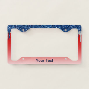 Americana Glitter Drip  License Plate Frame
