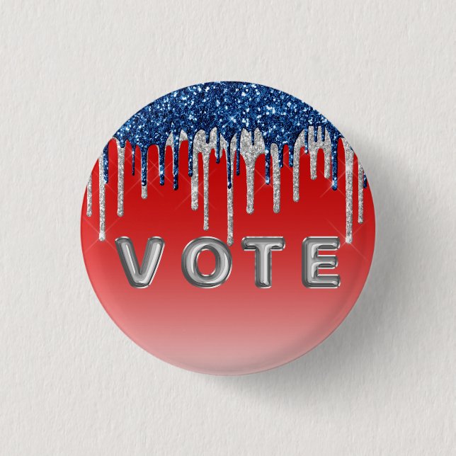 Americana Glitter Drip Vote Button (Front)
