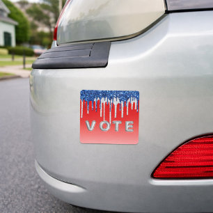 Americana Glitter Drip Vote Car Magnet