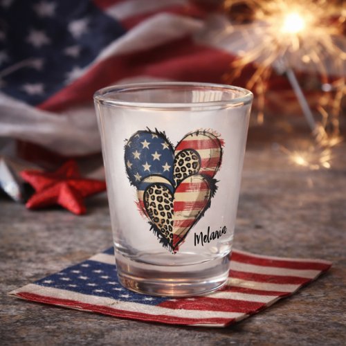 Americana Heart Fusion Shot Glass