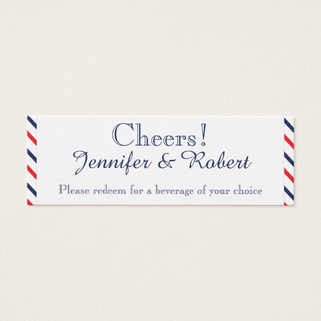 Americana Hearts Wedding Drink Tickets (Front)