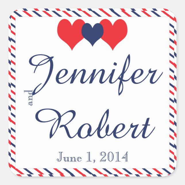 Americana Hearts Wedding Envelope Seal (Front)