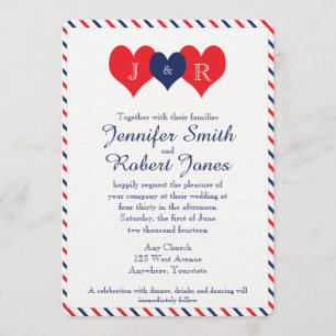 Americana Hearts Wedding Invitation