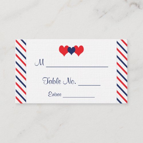 Americana Hearts Wedding Place Cards
