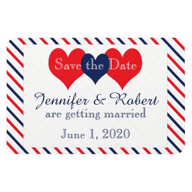 Americana Hearts Wedding Save the Date Magnet (Horizontal)