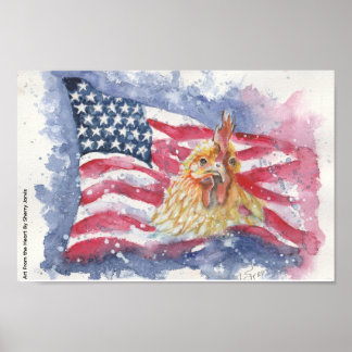 Americana Hen Print by Sherry
