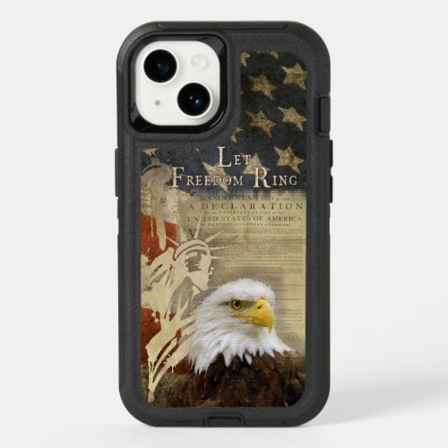 Americana Let Freedom Ring Bald Eagle Flag Case_Ma OtterBox iPhone 14 Case