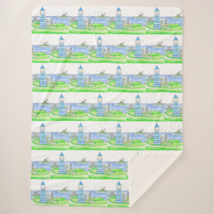 Americana Lighthouse Large Sherpa Blanket