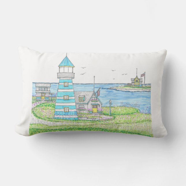 Americana Lighthouse Lumbar Pillow (Front)