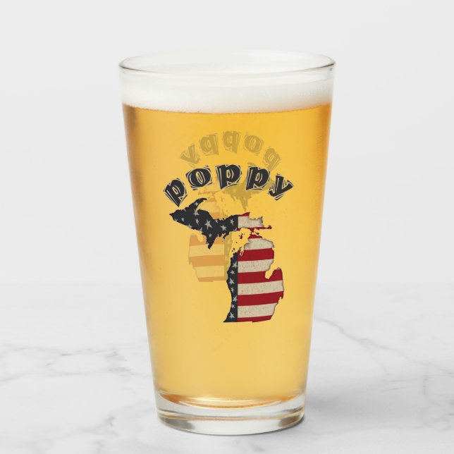 Americana Michigan Poppy Personalize Glass (Front Filled)