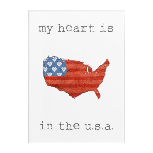 Americana  My Heart Is In The USA Map Acrylic Print