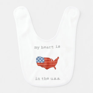 Americana My Heart Is In The USA Map Bib