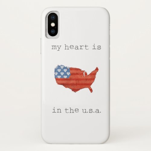 Americana  My Heart Is In The USA Map iPhone X Case