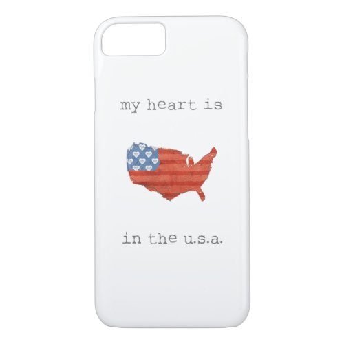 Americana  My Heart Is In The USA Map iPhone 87 Case