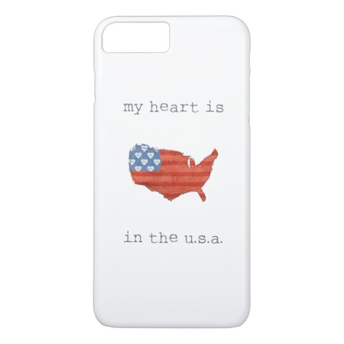 Americana  My Heart Is In The USA Map iPhone 8 Plus7 Plus Case