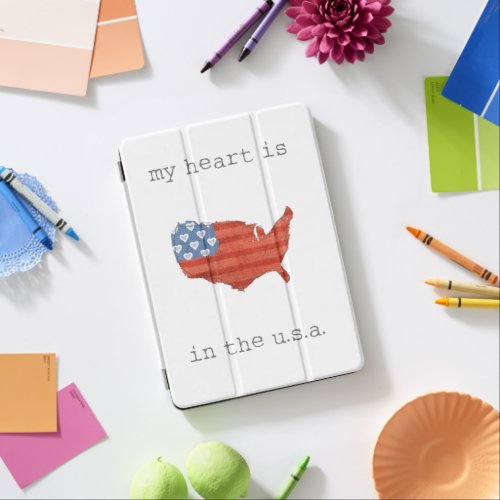 Americana  My Heart Is In The USA Map iPad Air Cover