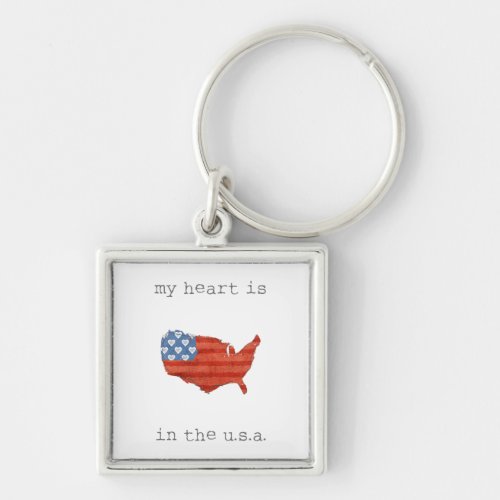 Americana  My Heart Is In The USA Map Keychain