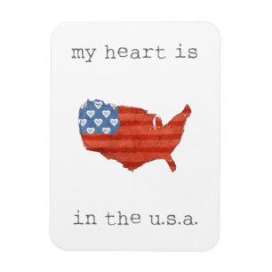 Americana My Heart Is In The USA Map Magnet